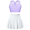 thumbnail image 1 of Venjoe Kids Girls 2pcs Tennis Golf Sports Outfit U Neck Tank Top with Pleated Skort Skirt Set Gym Lavender&White 14, 1 of 5