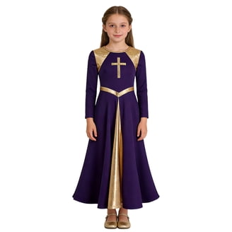Purple Praise Dance Dresses At Walmart Doomiva Women Metallic Gold Praise  Dance Dress Full Length