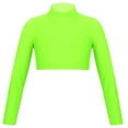 thumbnail image 1 of Venjoe Kids Girls Mock Neck Long Sleeve Athletic Sports Gymnastics Crop Top Ballet Dance Fitness T-Shirt Sportswear Fluorescent Green 8, 1 of 5