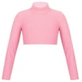 thumbnail image 1 of Venjoe Kids Girls Mock Neck Long Sleeve Athletic Sports Gymnastics Crop Top Ballet Dance Fitness T-Shirt Sportswear Pink 12, 1 of 5