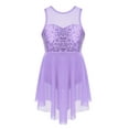 thumbnail image 1 of Venjoe Kids Girls Sequined Ballet Lyrical Dance Dress Leotard  Asymmetrical Dancewear Costume Lavender 16, 1 of 7