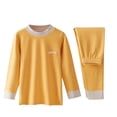 thumbnail image 1 of Venjoe Kids Thermal Underwear Set Girls Boys Warm Long Sleeve Undershirt Tops Fleece Leggings Long Yellow 100, 1 of 7