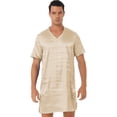 thumbnail image 1 of Venjoe Men's Night Shirt Short Sleeve Nightgowns Satin V Neck Sleep Nightshirt Sleepwear Loungewear Light Apricot XL, 1 of 7