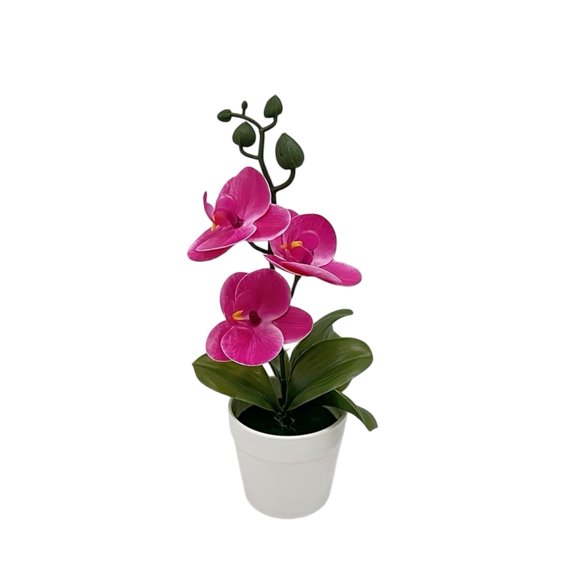 Venlox Artificial Phalaenopsis Orchid Bonsai Living Room Flower Potted Plant Ornament Gardening Supplies for Home Decoration Fuchsia