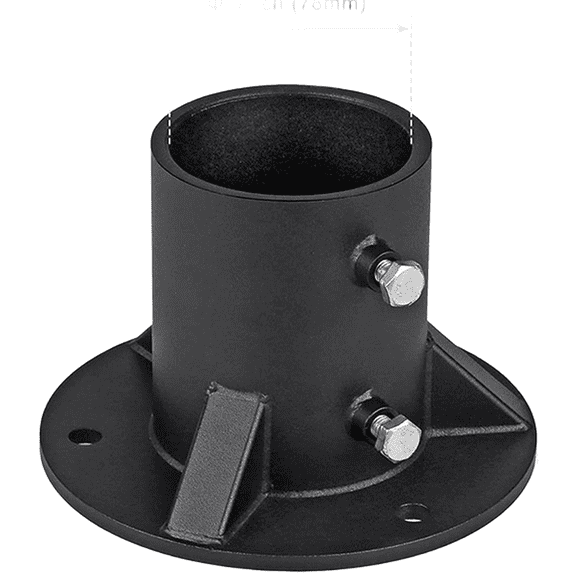 Venlox Floor Mounted Fence Post Bracket with Heavy Gauge Steel And Smooth Welded Base for Weather Resistant Performance C:78Mm