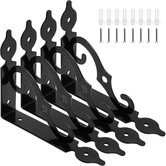Venlox Metal S Shape Decor Bracket, Shelf Support for Kitchen Living Storage Black/190Mm*140Mm E