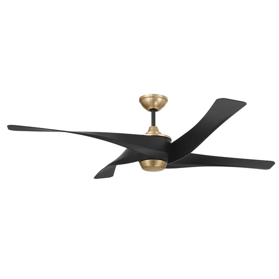 Venn 58 in. Flat Black/Satin Brass Ceiling Fan w/ Hardwired Wall Control Included