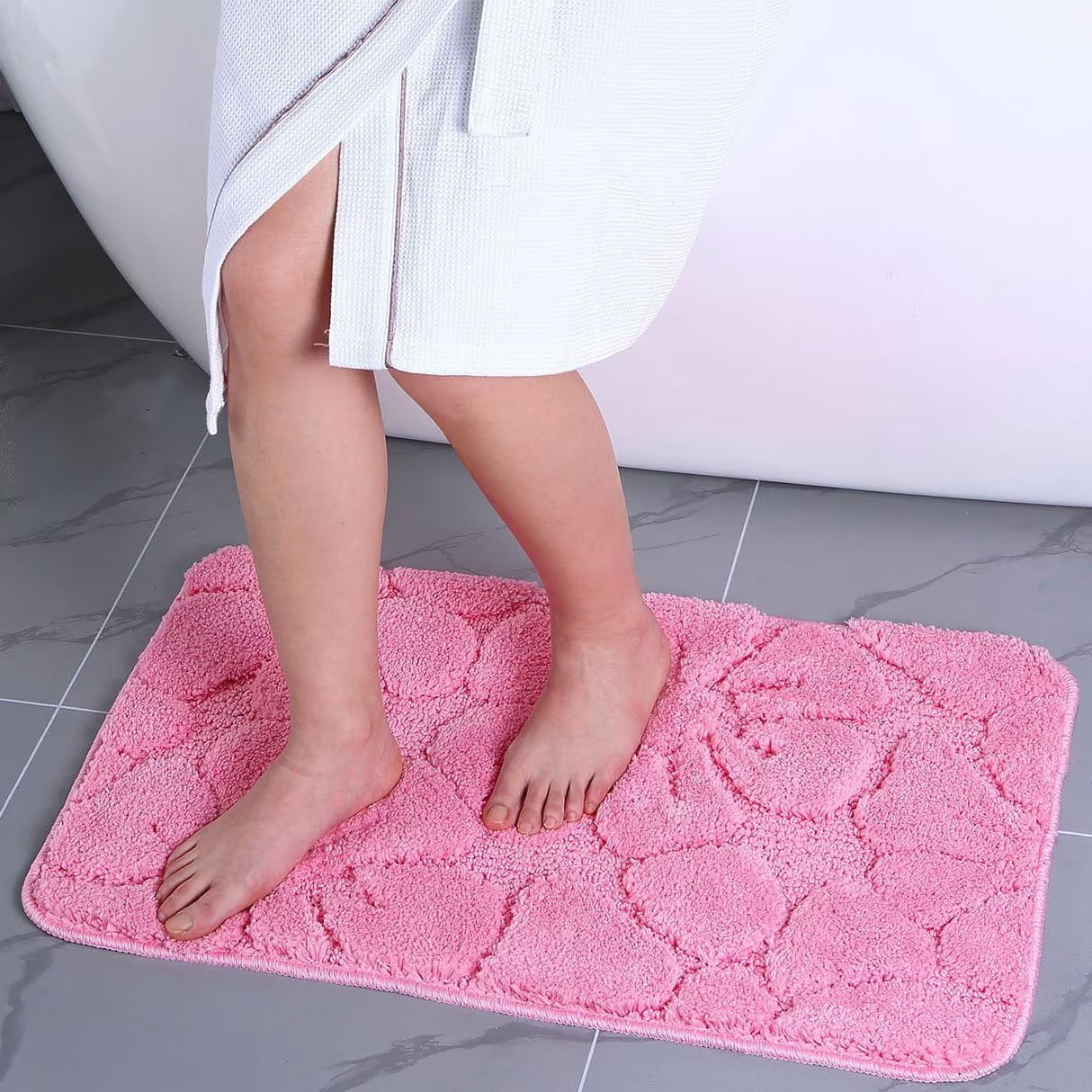 Vennocci M14 Microfiber Bathroom Rug NonSlip Machine Washable Pink