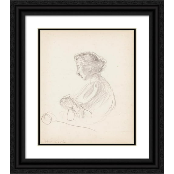 Venny Soldan-Brofeldt 12x14 Black Ornate Wood Framed Double Matted Museum Art Print Titled: Aino Sibelius at Handicraft