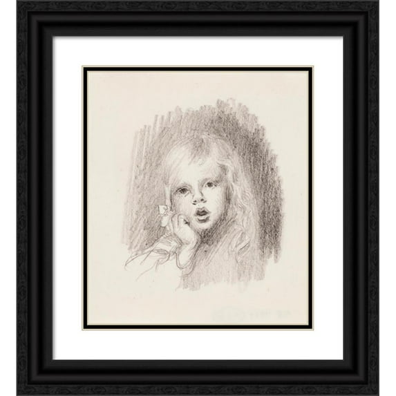 Venny Soldan-Brofeldt 20x22 Black Ornate Framed Double Matted Museum Art Print Titled: Antti, Hand Against Cheek (1905)