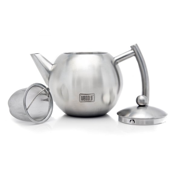 Venoly Stainless Steel Tea Pot With Removable Infuser For Loose Leaf & Tea Bags - Dishwasher Safe & Heat Resistant - 1.5 Liter