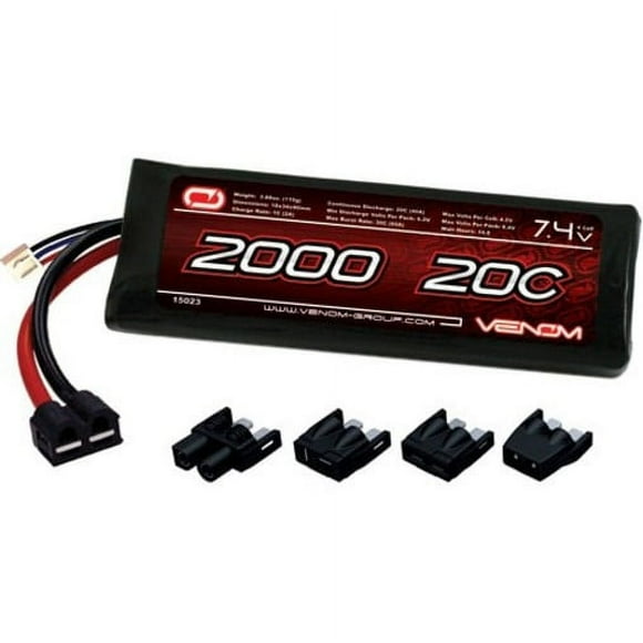 Venom 20C 2S 2000mAh 7.4 LiPO Battery with Universal Plug
