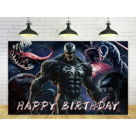 Venom Backdrop for Happy Birthday Party Decorations Venom Background for Baby Shower Party Cake Table Decorations Supplies Superhero Theme Banner 5x3ft