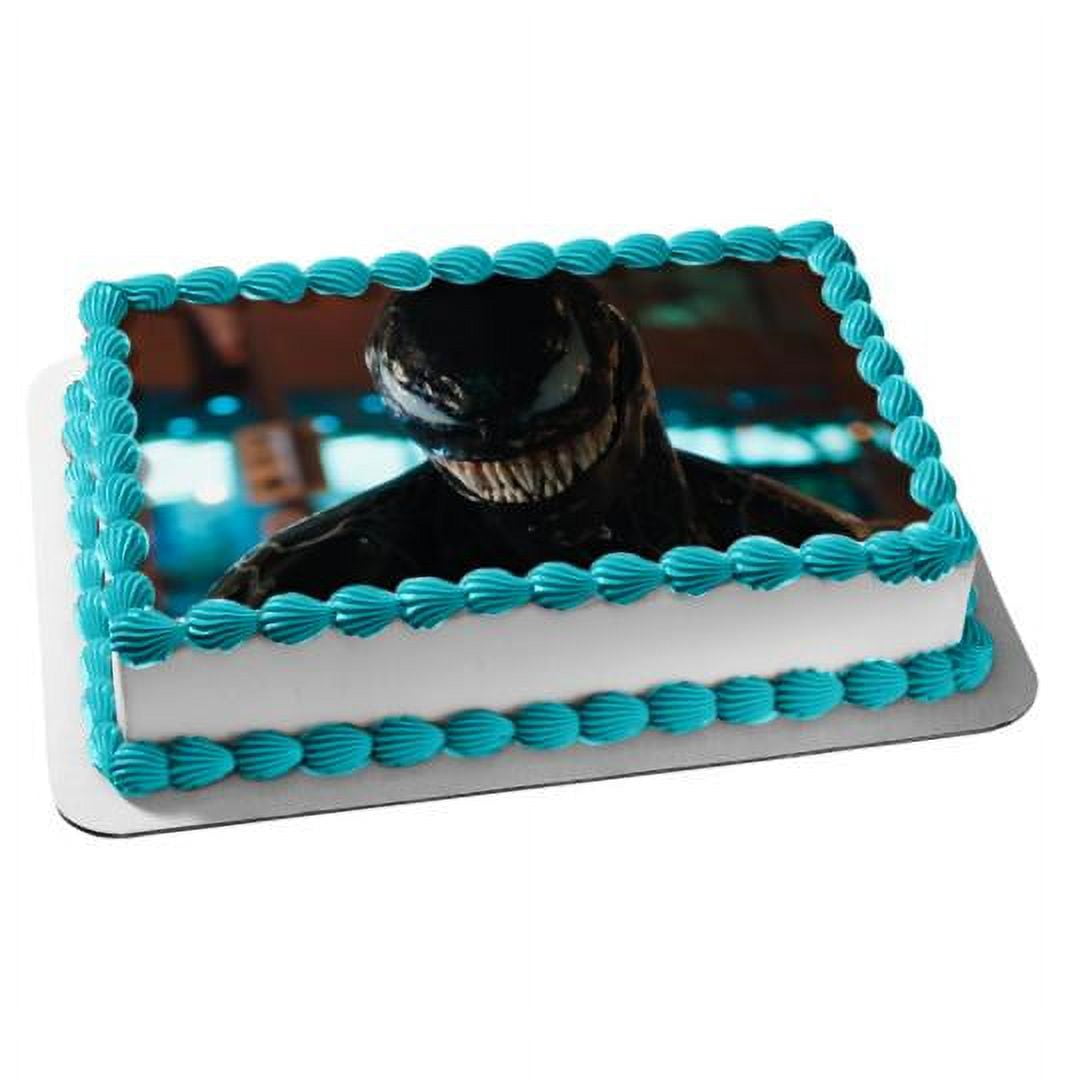 Amazon.com: Cakecery Venom Edible Cake Image Topper Personalized Birthday  Cake Banner 1/4 Sheet : Grocery & Gourmet Food