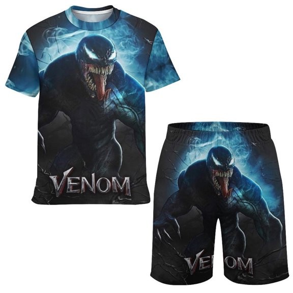 Venom Boys Girls Short Sleeve Mesh T-Shirt And Shorts Outfit Set Summer Clothes Set for Kids