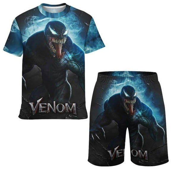 Venom Boys Girls Short Sleeve Mesh T-Shirt And Shorts Outfit Set Summer Clothes Set for Kids