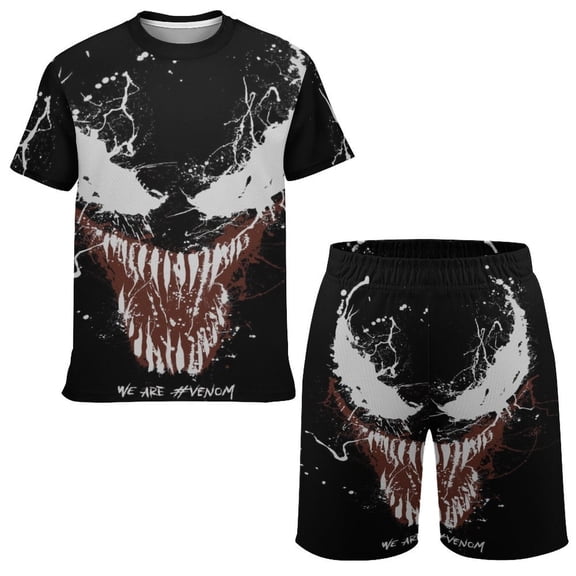 Venom Boys Girls Short Sleeve Mesh T-Shirt And Shorts Outfit Set Summer Clothes Set for Kids