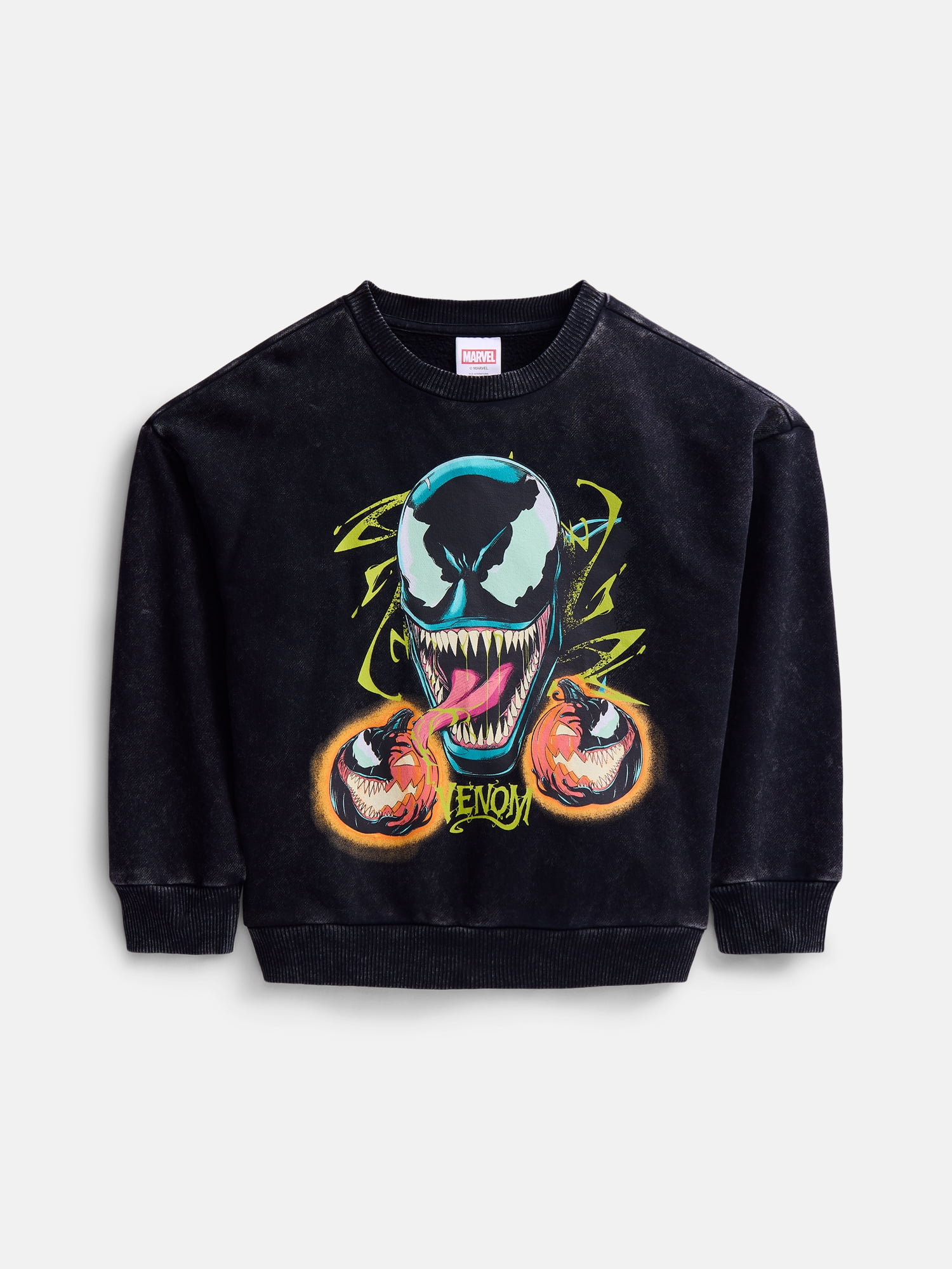 Venom Boys Halloween Graphic Crewneck Sweatshirt with Long Sleeves, Sizes 4-18