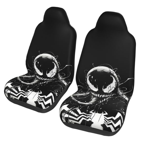 Venom Car Seat Covers 2 Pack Cartoon Print Front Seat Covers Interior Accessory Universal Vehicle Seat Protector Fit for Car Auto Truck Van SUV Sedan
