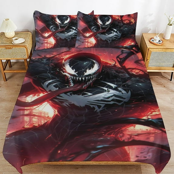 Venom Duvet Cover Sets Twin King Size for Kids Boys Girls, Soft Quilt Comforter Cover 3 Piece Set, Cute Bedding Sets 1 Duvet Cover and 2 Pillowcases, 86"x70"