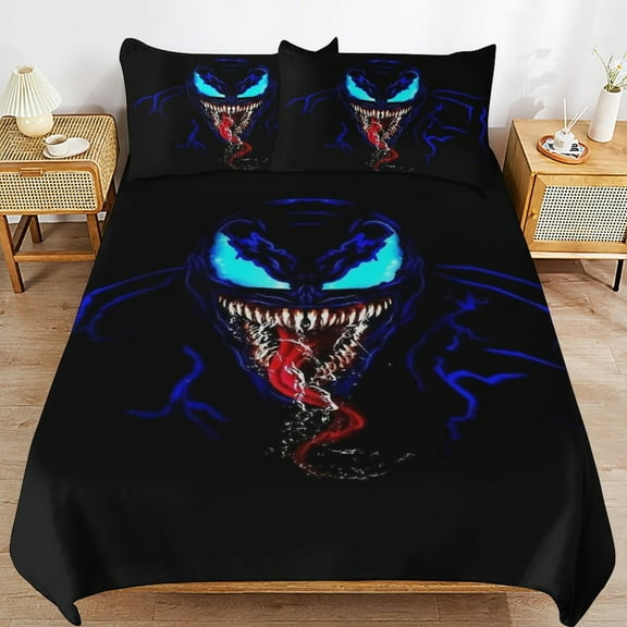 Venom Duvet Cover Sets Twin King Size for Kids Boys Girls, Soft Quilt Comforter Cover 3 Piece Set, Cute Bedding Sets 1 Duvet Cover and 2 Pillowcases, 90"x90"