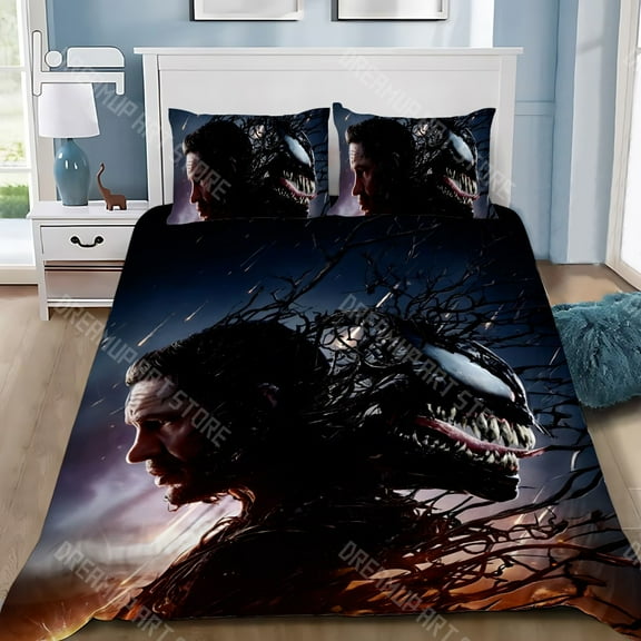 Venom Duvet Cover Twin Size - Duvet Cover Set with Zipper Closure, 3 Pieces Soft & Breathable Bedding Set Include 1 Venom Duvet Cover and 2 Pillow Shams