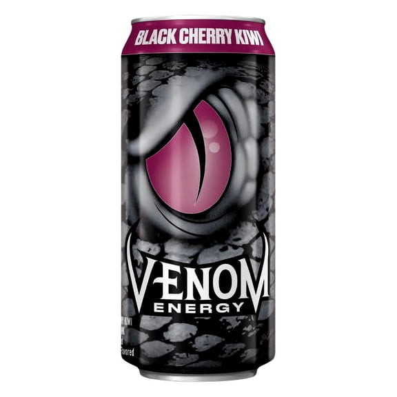 Venom Energy Drink - Black Cherry Kiwi - 16 ounce (Pack of 16) Marked Cans.