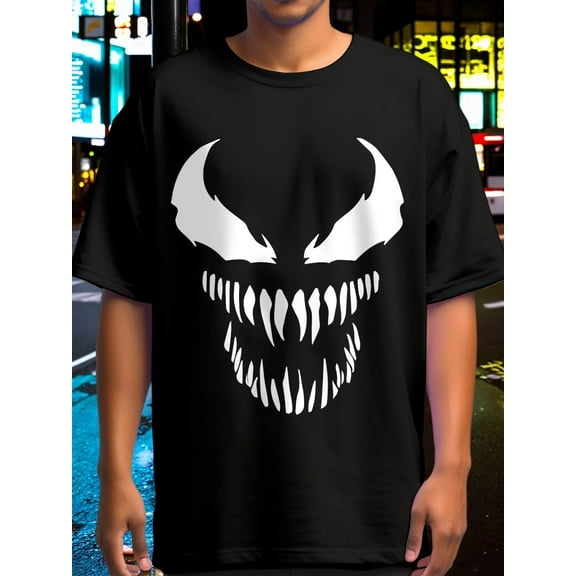 Venom Face Graphic Oversize T-Shirt | Loose Fit 180g Pure Cotton | Cool Back to School Streetwear Tee - Available in Sizes S-XXXL