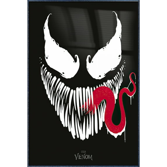 Venom - Framed Marvel Comics Poster (Face/Tongue) (Size: 25" X 37") (Orbit Blue Aluminum Frame)