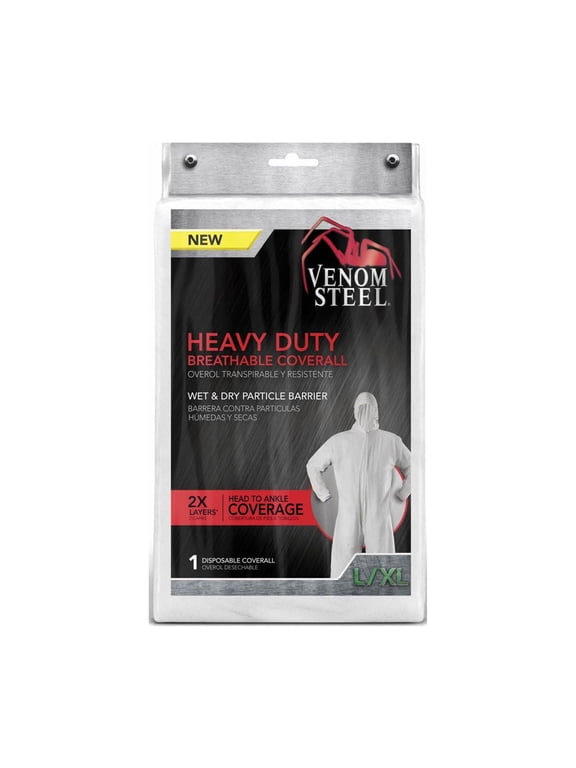 Heavy-Duty Hooded Coverall, Large to X-Large, White