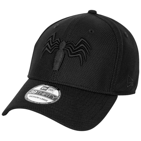 Venom Logo Black on Black New Era 39Thirty Fitted Hat-Large/Xlarge