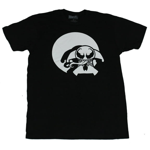 Venom (Marvel Comics) Mens T-Shirt - Chibi Style Moonlit Baby Venom Image (X-Large)