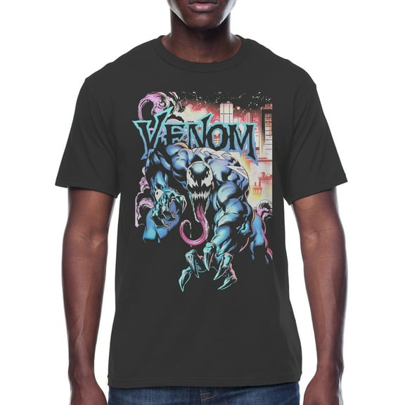 Venom Marvel, Men's & Big Men's Graphic Crew Neck T-Shirt, City Aflame, Sizes S-3XL