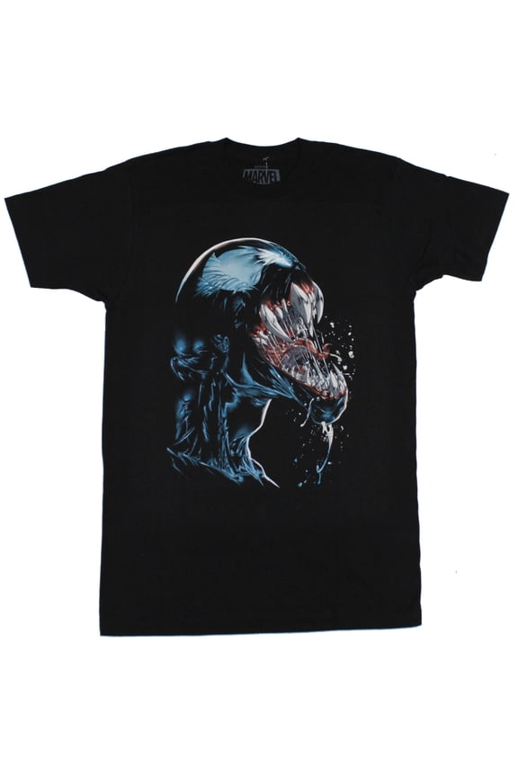 Venom (Marvel) Mens T-Shirt - Dripping Slobbering Open Mouth Profile Image (Small)