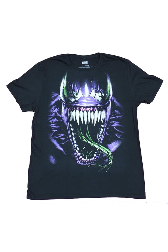 Venom Mens T-Shirt - Giant Scary Green Tongue Big Teeth Image (2X-Large)
