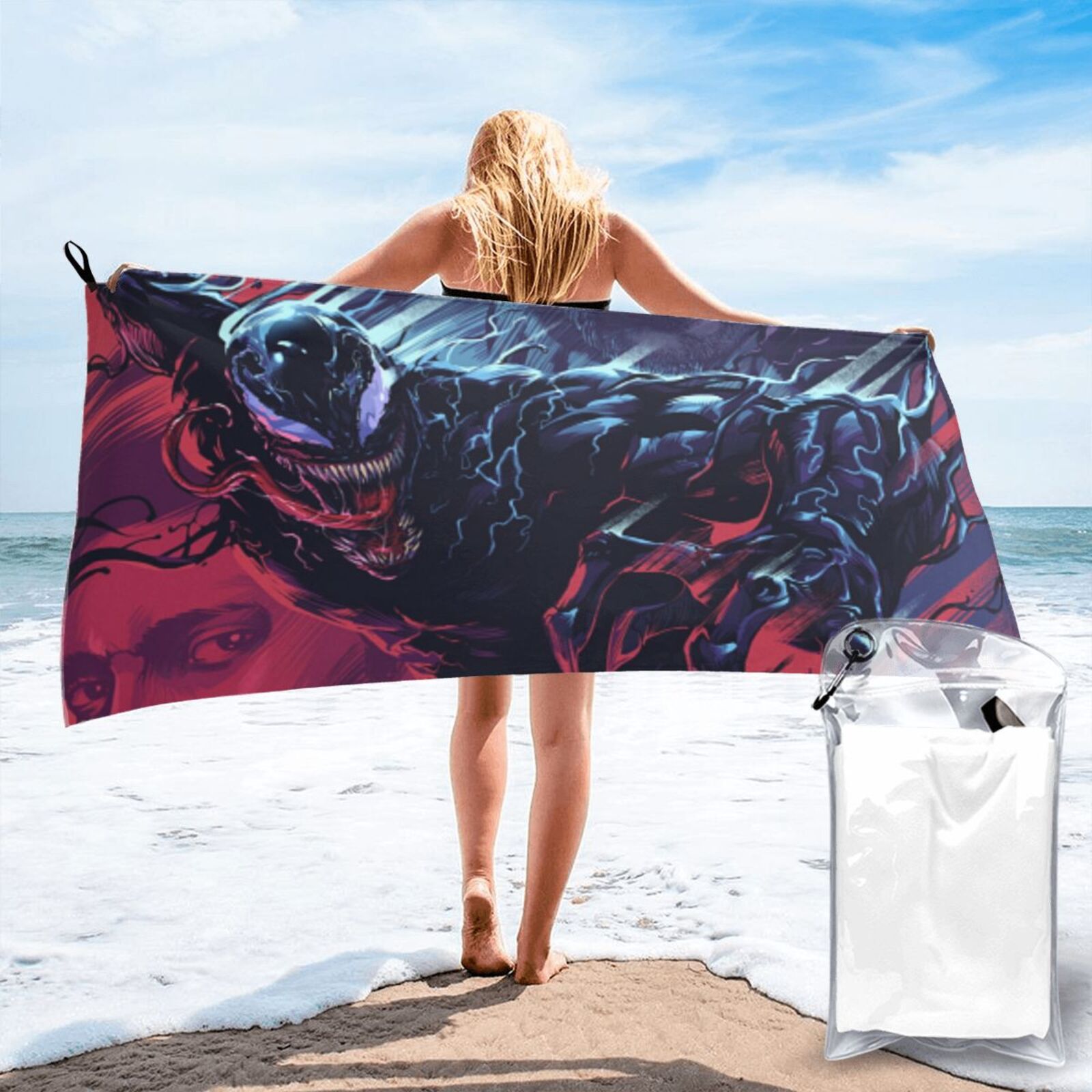 Venom Microfiber Beach Towel Absorbent Quick Dry Lightweight Sand