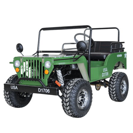 Venom 125cc Mini Jeep Willys Edition 2-Seater Gas Powered Off-Road Vehicle with Reverse