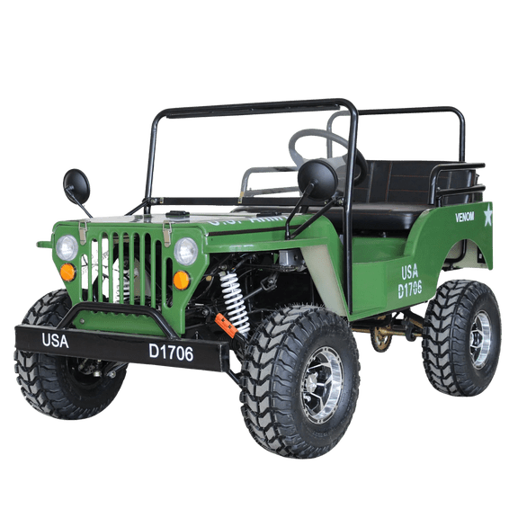 Venom 125cc Mini Jeep Willys Edition 2-Seater Gas Powered Off-Road Vehicle with Reverse