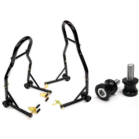 Venom Motorcycle Front+Rear Dual Lift Stand - w/ Spools Compatible with Kawasaki EX250F Ninja 250R 2008-2011