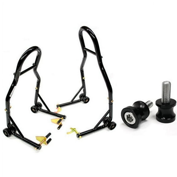 Venom Motorcycle Front+Rear Dual Lift Stand - w/ Spools Compatible with Kawasaki EX650 Ninja 650R 2006-2011