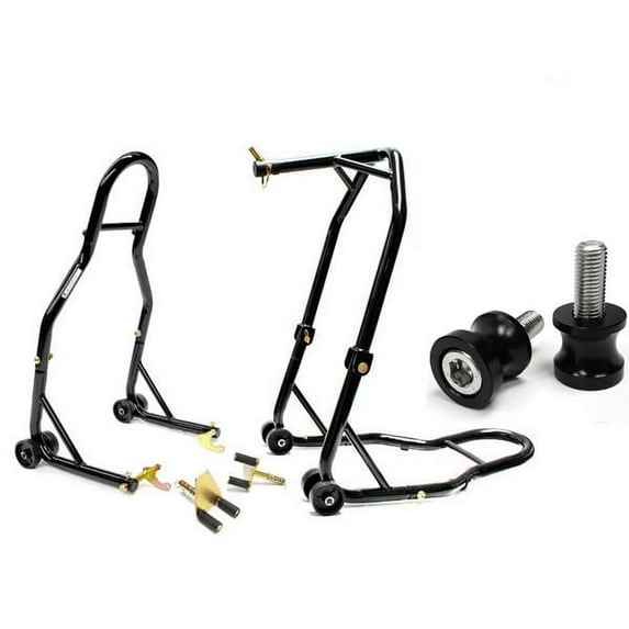 Venom Motorcycle Front+Rear Dual Lift Stand - w/ Spools Compatible with Kawasaki Ninja ZX-6RR ZX600 2003-2006
