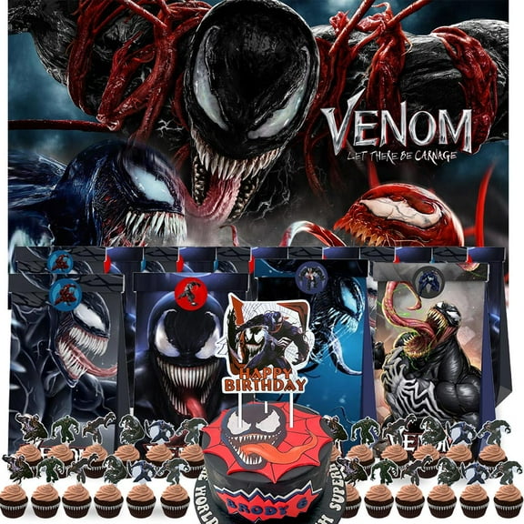 Venom Party Favor Bags Goodie Treat Candy Supplies Decorations Birthday Cake Topper Backdrop Banner
