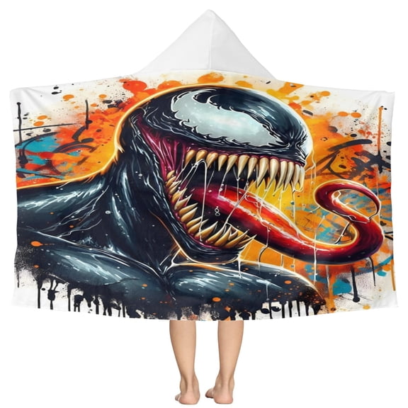 Venom Pattern Beach Poncho - Microfiber - Towel - Kids Lightweight And Practical Essential For Beach Vacation