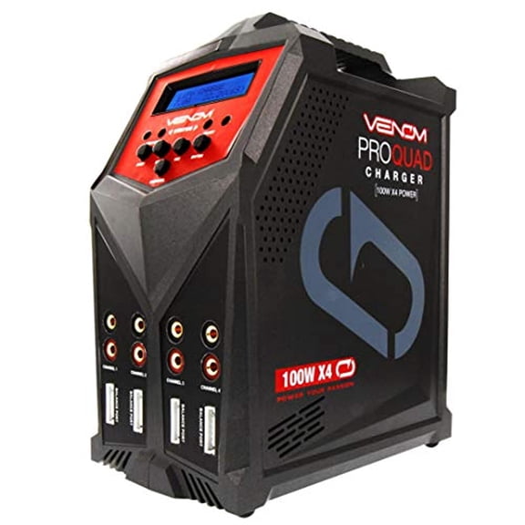 Venom Pro Quad LiPo Battery Fast Charger 4 Ports at 100W Each AC DC 7A Fast NiMH LiHV LiPo Balance Charger Discharger