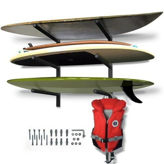 Venom SBPR3-B Paddle Board Rack Wall Mounted 3 Level Storage Rack, Black
