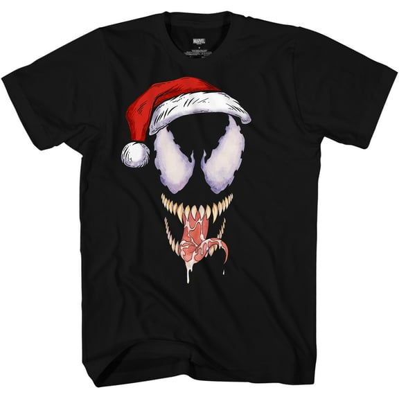 Venom Santa Hat Adult Unisex Short Sleeve Black T-shirt