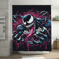 Venom Shower Curtain Cartoon Art Bath Shower Curtains with 12 Hooks, Waterproof Washable Polyester Bathroom Home Decor Set 72x72 Inch, Iron
