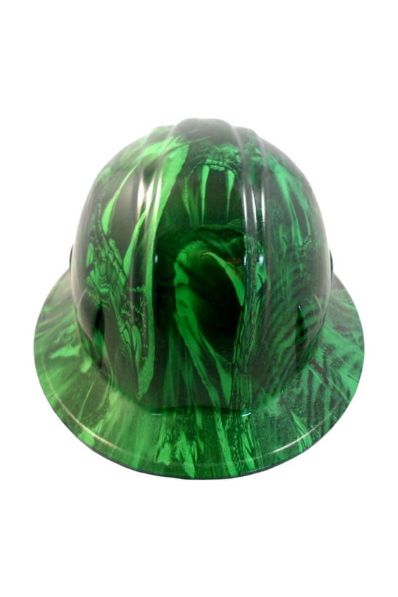 Venom Snake Green Hydro Dipped Hard Hats Full Brim Style