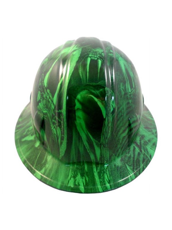 Venom Snake Green Hydro Dipped Hard Hats Full Brim Style