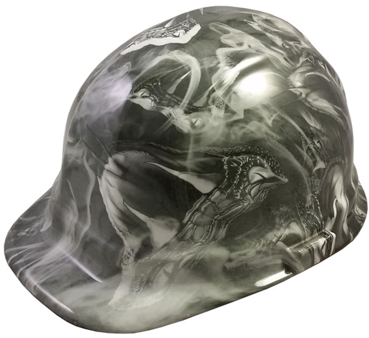Venom Snake White Hydro Dipped Hard Hats Cap Style with 4 Pt Suspension